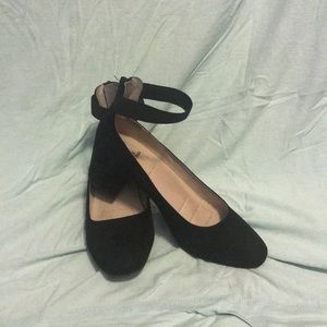 White Mountain Black Block Heel with Strap
